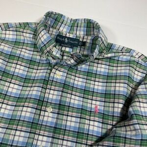Ralph Lauren Custom Fit Plaid Button Down Shirt Long‎ Sleeve Pink Pony L